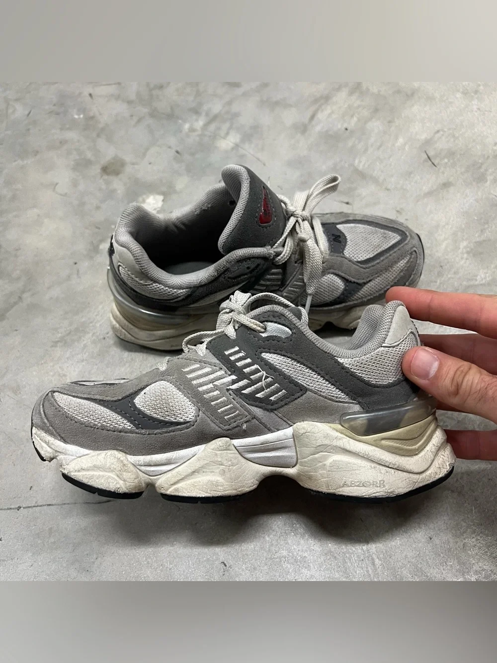 New Balance 9060 Grey/White Kids Sneakers PC9060GY- Size 2